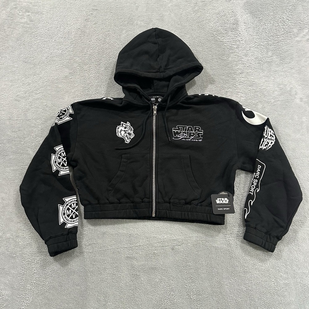 NWT Darc Sport x Stars Wars Crop Full Zip Hoodie Women S Black Padme